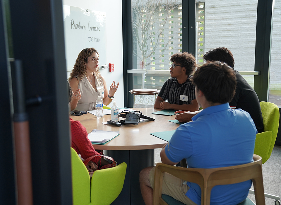 Students listen in a classroom